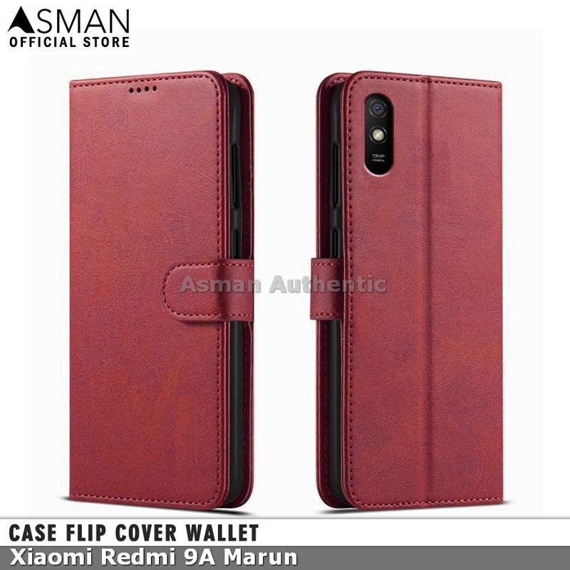 Asman Case Xiaomi Redmi 9A Leather Wallet Flip Cover Premium Edition