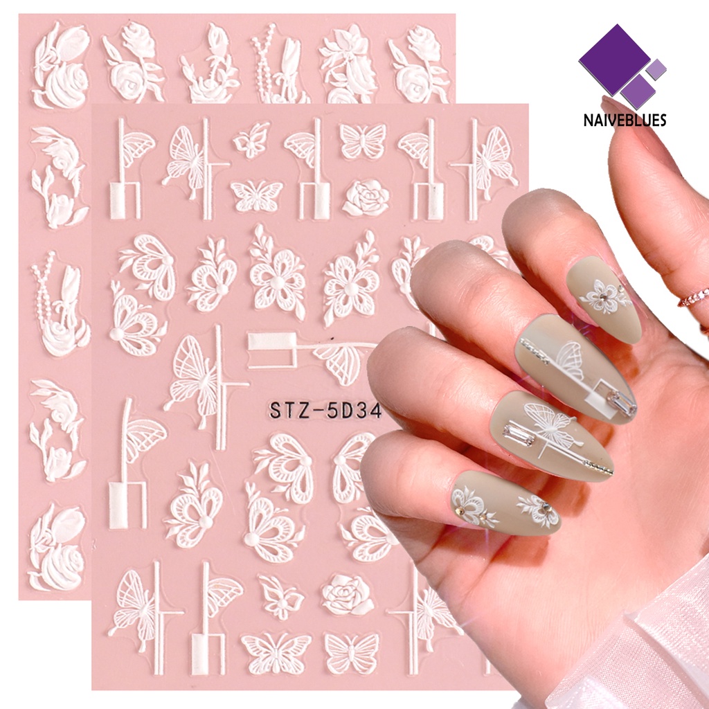 Naiveblue &gt; Stiker Kuku DIY Motif Bunga Untuk Nail Art