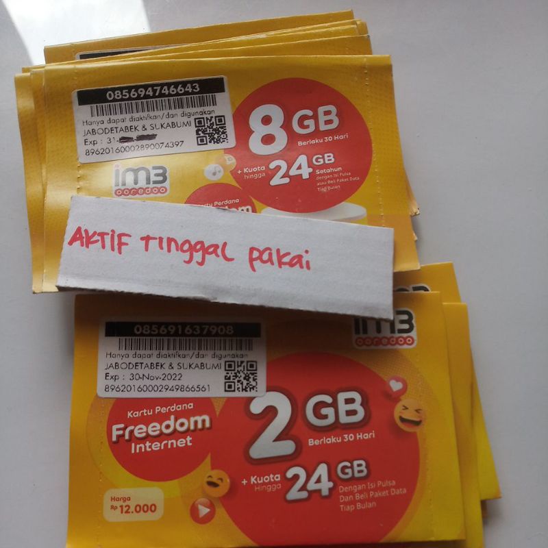 kartu perdana indosat 8gb &amp; 2gb