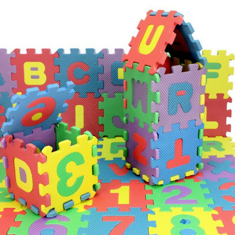 Puzzle Foam Alphabet &amp; Angka 36 Pcs - Multi - Color