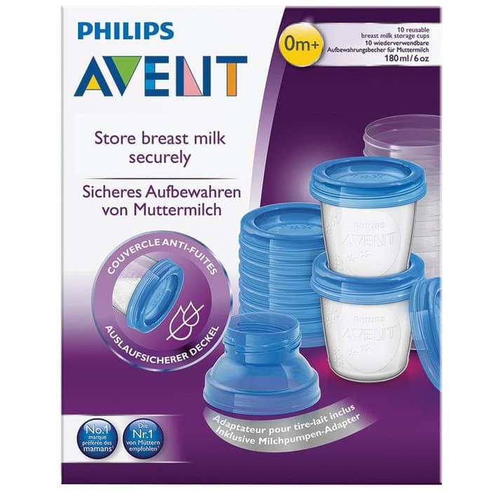 Philips Avent Breast Milk Storage Cups 180ml Isi 5 / 10pc tempat simpan asi