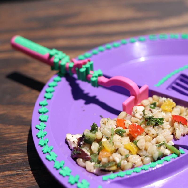 Constructive Eating - Garden Fairy Pusher, Alat latihan makan bentuk pendorong sambil bermain tipe peri taman pendamping sendok garpu made in USA - Therapy Tools