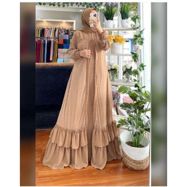 Baju Gamis Brukat Tile Anatasya Kombi tile gamis pesta Terbaru
