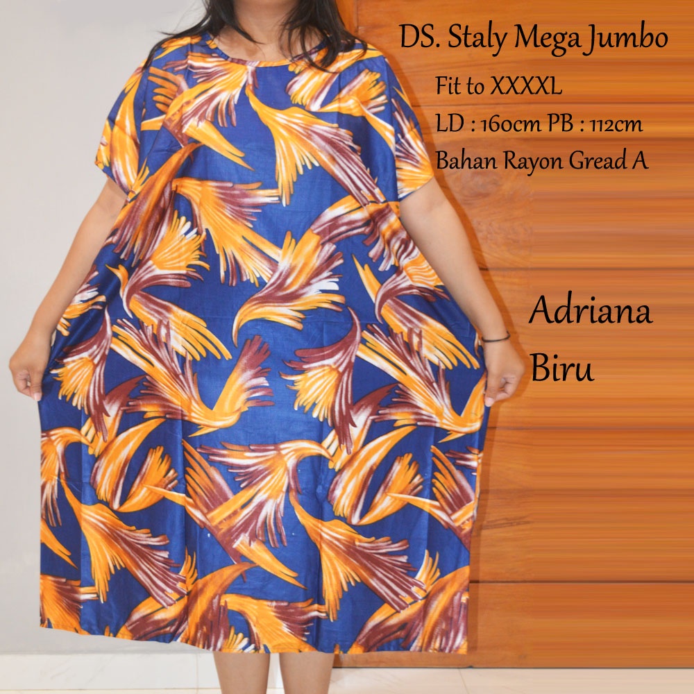 Daster Mega Jumbo Staly LD 160cm || Daster Jumbo Murah-Adriana Biru A