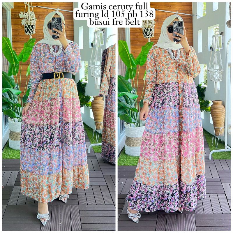 Gamis Ceruty Premium Full Furing/Gamis Ceruty motif