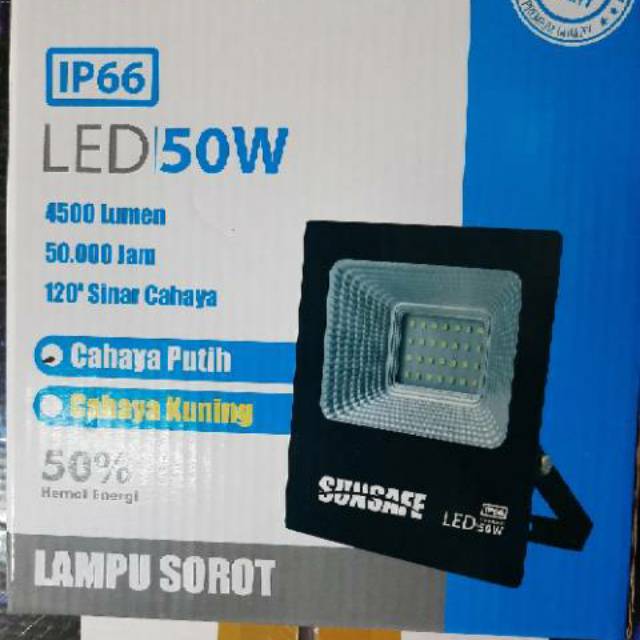 LED SOROT 50W Flood light Lampu FLOODLIGHT tembak 50 w watt outdoor - Putih body slim