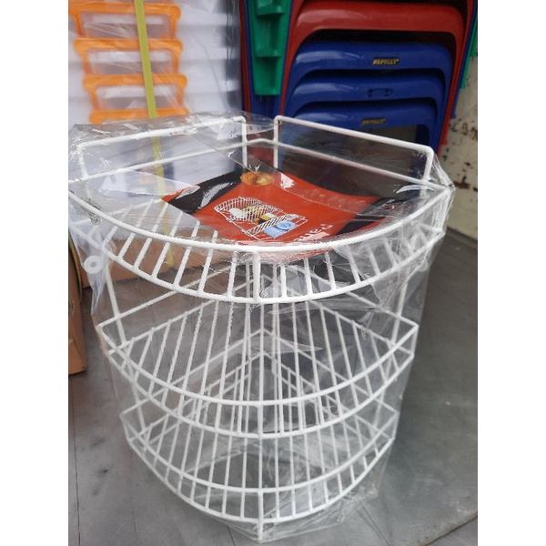 RAK BESI KAWAT SUDUT SUSUN 3 / RAK SUDUT KAMAR MANDI / RAK SERBAGUNA