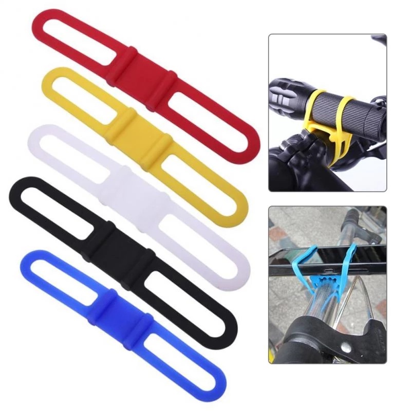 Bicycle Light Mount Holder Silicon Strap Flashlight Bands Elastic Bandage Bike Accessories