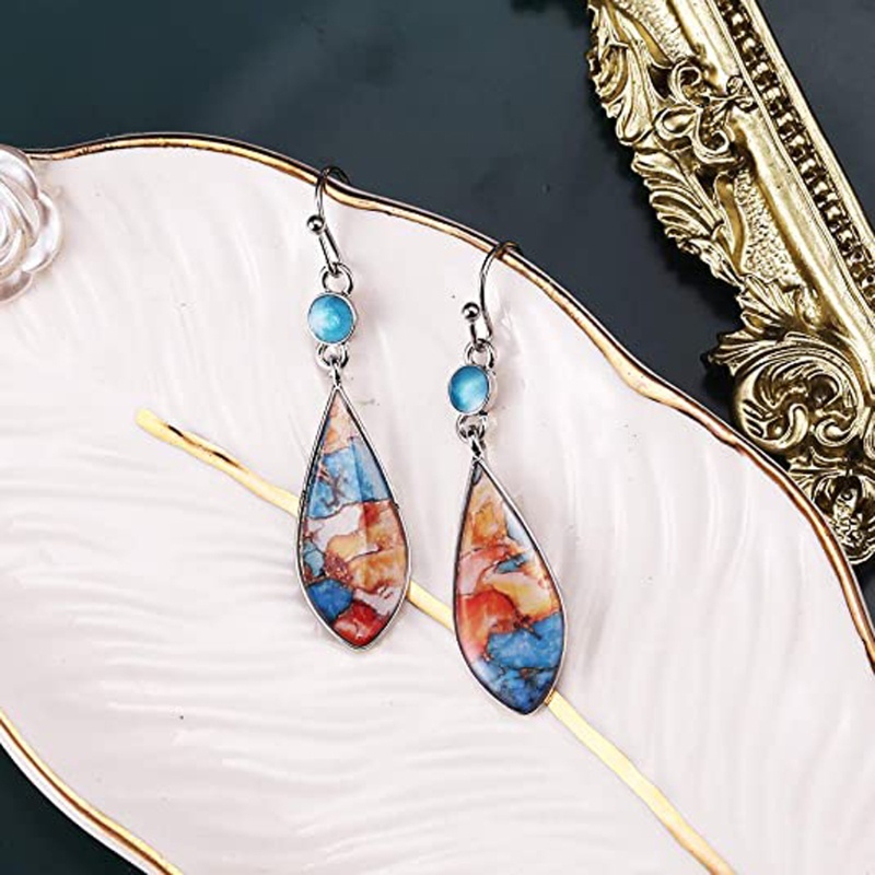 SIY  16 Pairs Teardrop Crystal Drop Dangle Earrings for Women Multicolor Boho Hoop Earrings Colorful Hook Dangle Earrings Kit