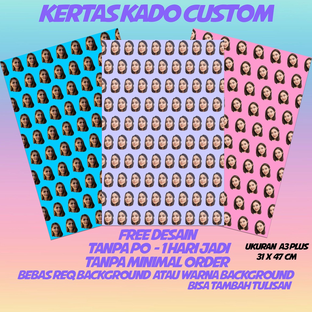 

KERTAS KADO CUSTOM | WRAPPING PAPER | BEBAS DESAIN | TANPA MINIMAL ORDER | 1 HARI JADI
