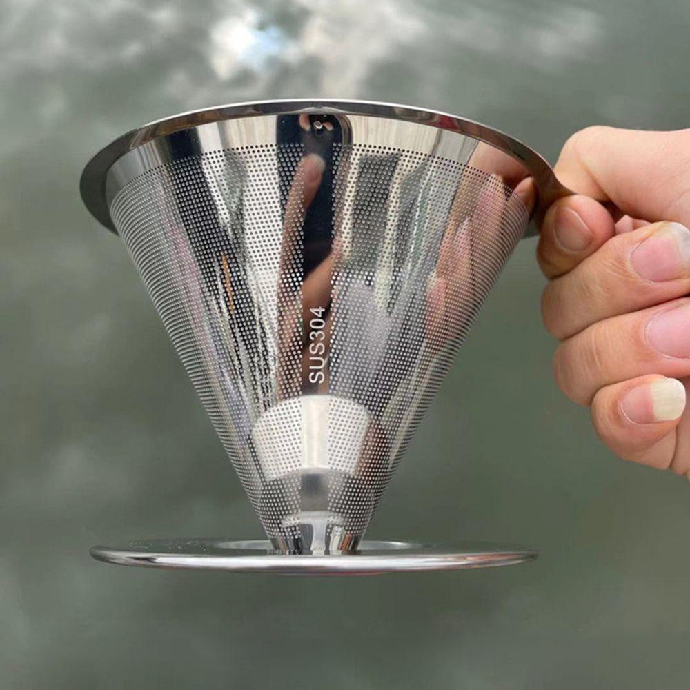 Solighter Pour Over Coffee Dripper Mudah Dibersihkan Tanpa Kertas Stainless Steel 1-2 Cup Slow Drip