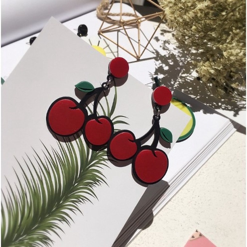 (YUZHU) Bayar Di Tempat Cherry/Lemon/Flower/Watermelon/Kiwifruit earrings anting