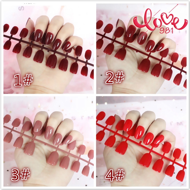 24Pcs Set Kuku Palsu/Matte kuku/ Nail Art /Fake nails/Stiker kuku/Sticker/Stiker /Tahan air No glue