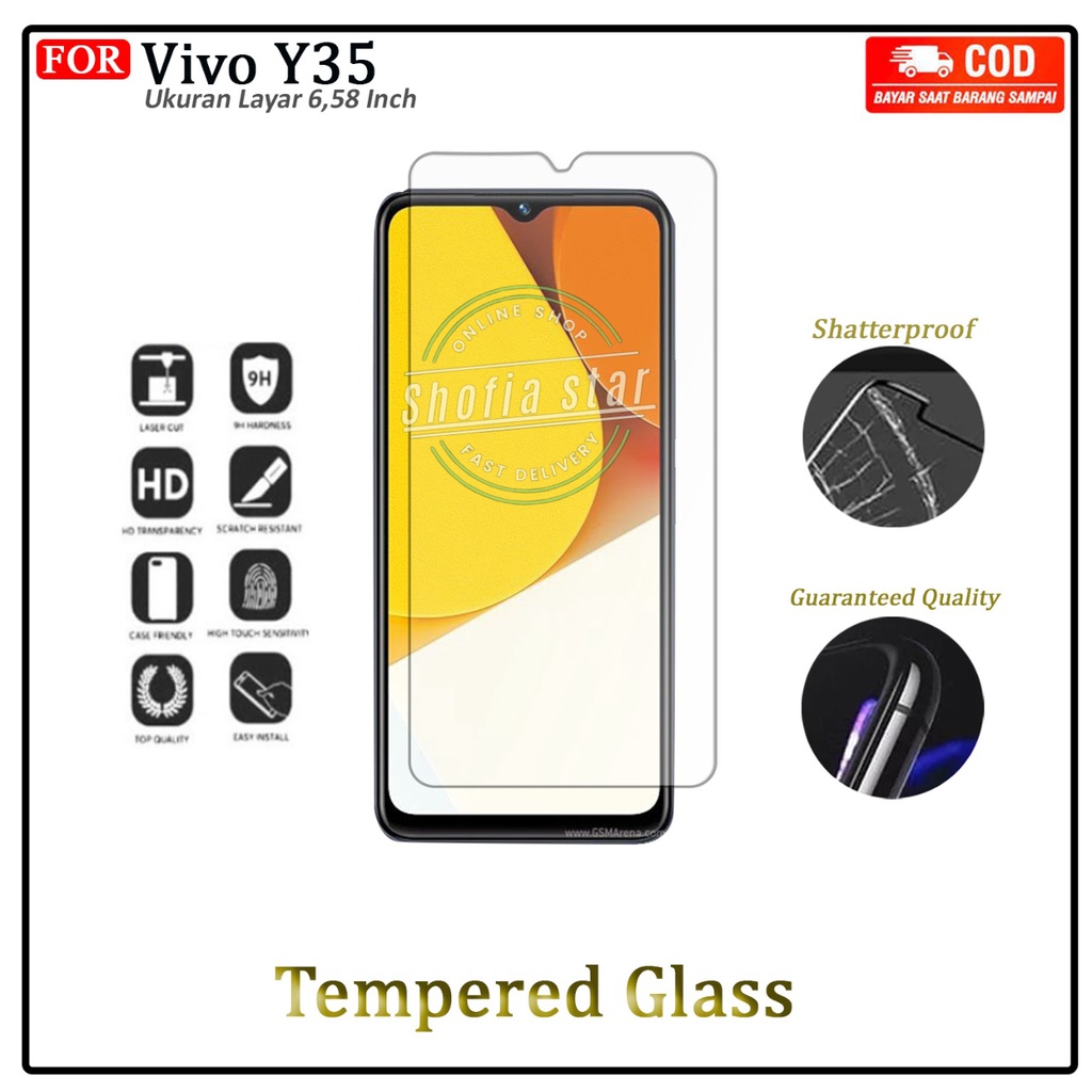 Tempered Glass Bening Vivo Y36 Y35 Tg Layar Anti Gores Kaca Full Cover