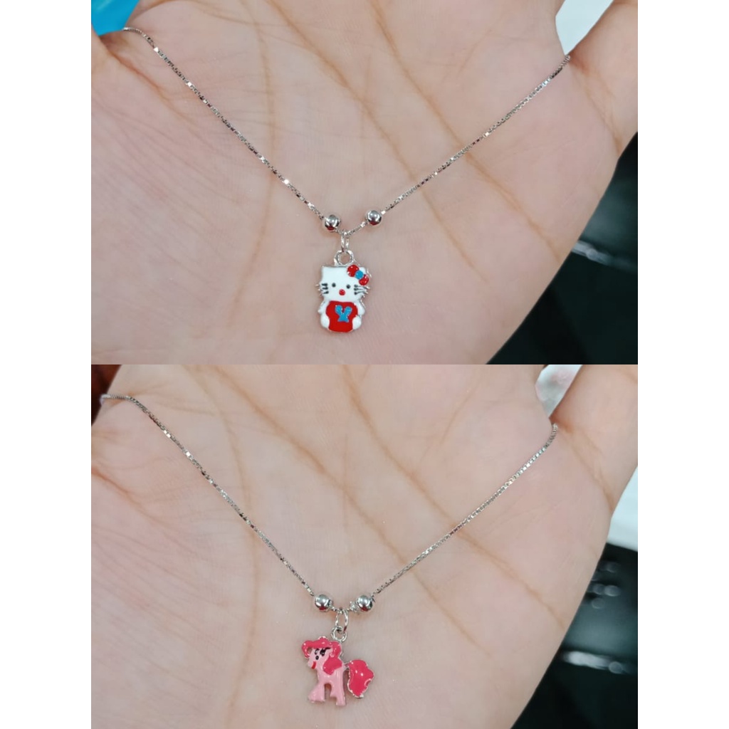 KALUNG KOYE  LIONTIN ANAK PERAK ASLI 925 DILAPIS EMAS PUTIH