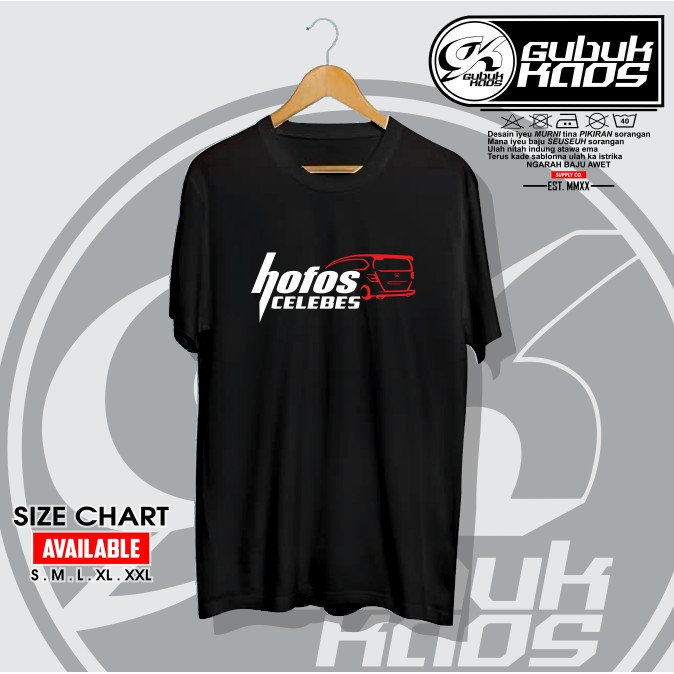 BAJU KAOS DISTRO Sablon LOGO HOFOS CELEBES Bahan Katun Combed - GUBUK.KAOS