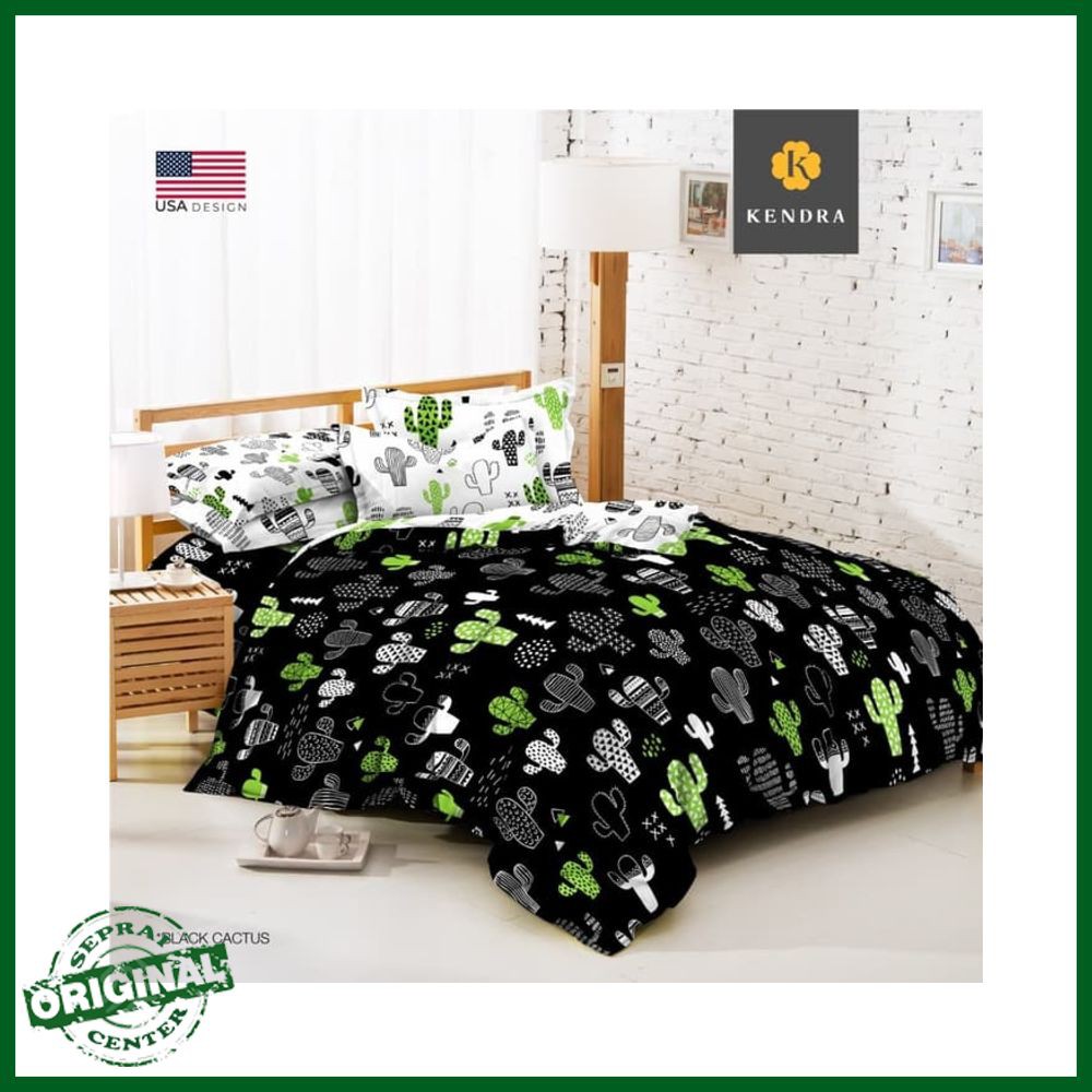 SEPRAI KENDRA / SPREI KENDRA BLACK CACTUS SINGLE 120 No.3 SEPRAI HITAM POHON KAKTUS