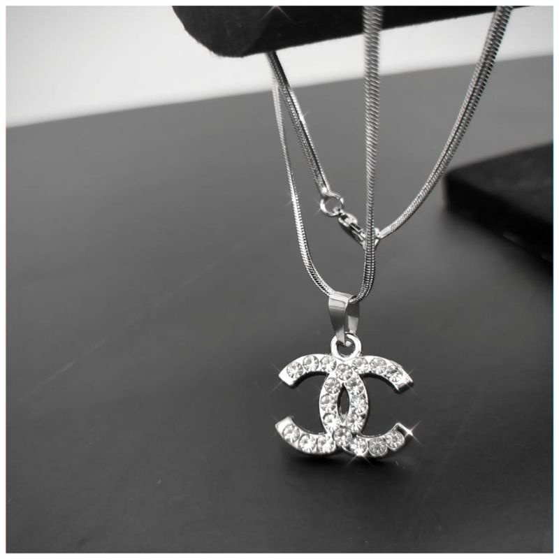 KALUNG SILVER ANTER KARAT - ANTI LUNTUR_/Kalung Liontin Wanita Model Canel