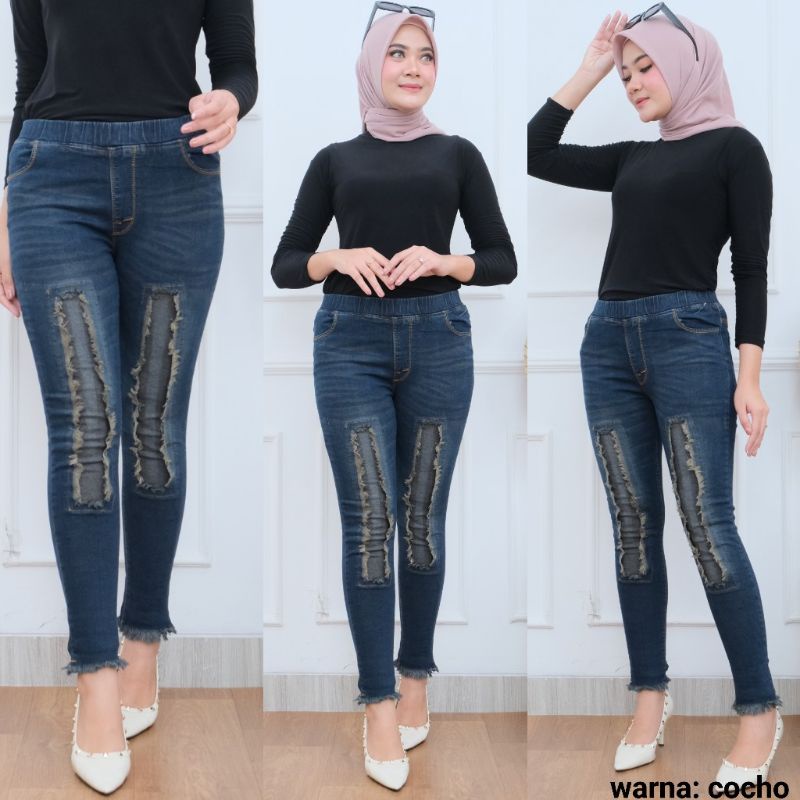 Celana Panjang Jegging Jeans Ripped Vinna Premium