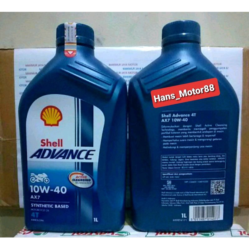 Shell Advance AX7/HX7 Scooter, bebek Sae 10/40 1L  AX 7 Scooter 1 liter