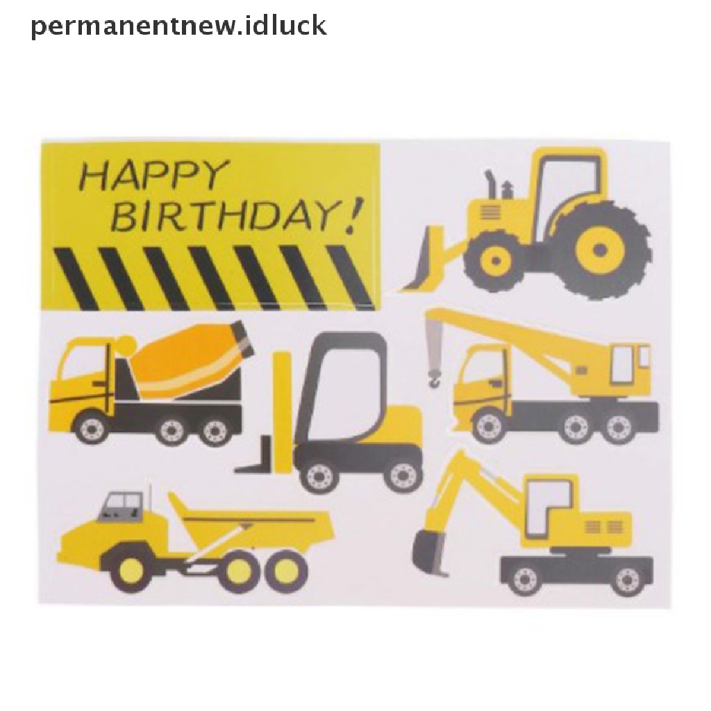 7pcs Topper Kue Desain Konstruksi Excavator Untuk Perlengkapan Pesta Ulang Tahun