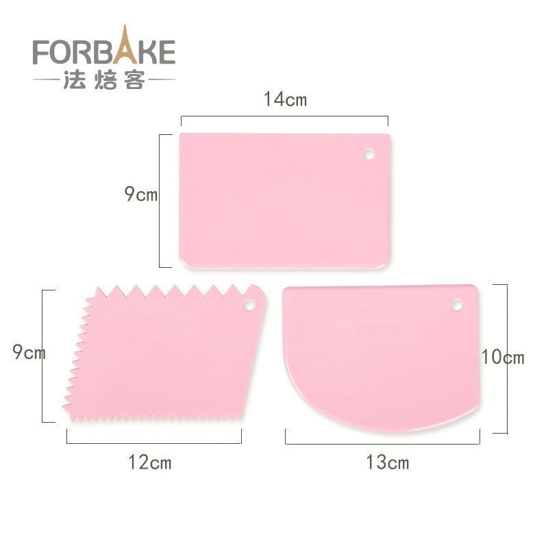 Forbake Plastic dough cutter set 3pcs Pink / alat hias kue