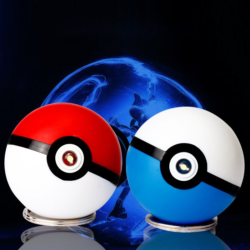 Gantungan Kunci Bentuk Pokeball Pokemon Pikachu Dengan Lampu LED + Suara