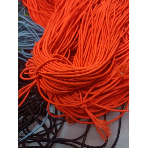 tali bulat elastis tali string elastis/tali karet bulat  3mm 13 warna( permeter)-Orange stabilo