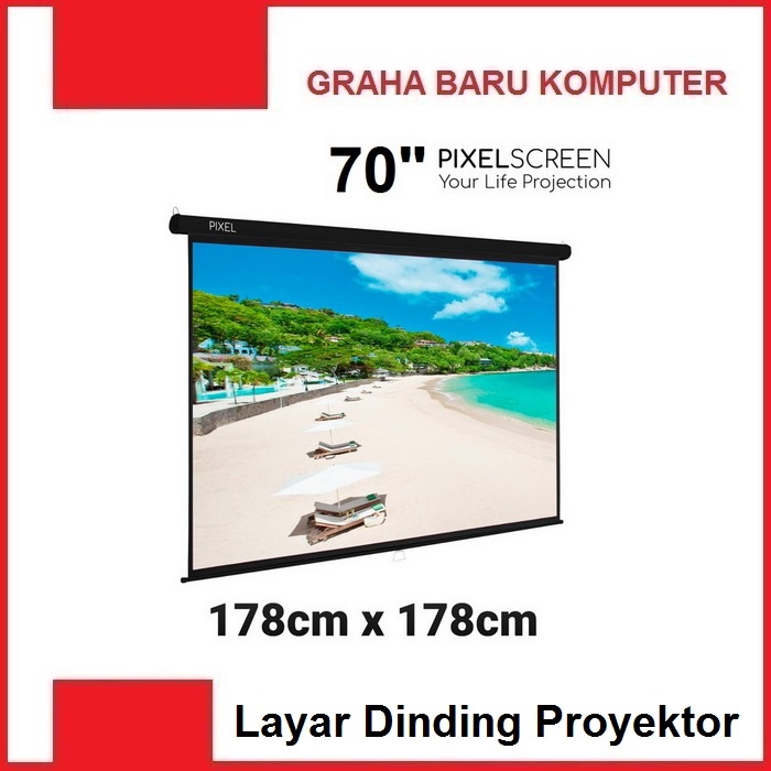 Pixel Layar Wallscreen Proyektor 70 Inch Projector Screen