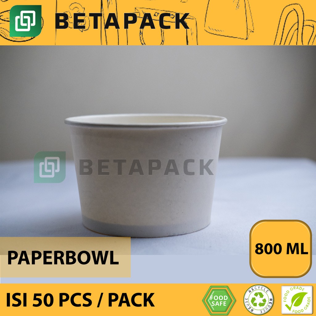 Paper bowl 800ml paperbowl 800 ml microwave tahan panas 50pcs/pack