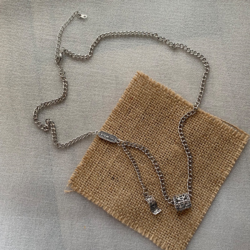 Kalung Rantai Manik-Manik Bahan Logam Gaya Vintage Serbaguna Untuk Aksesoris