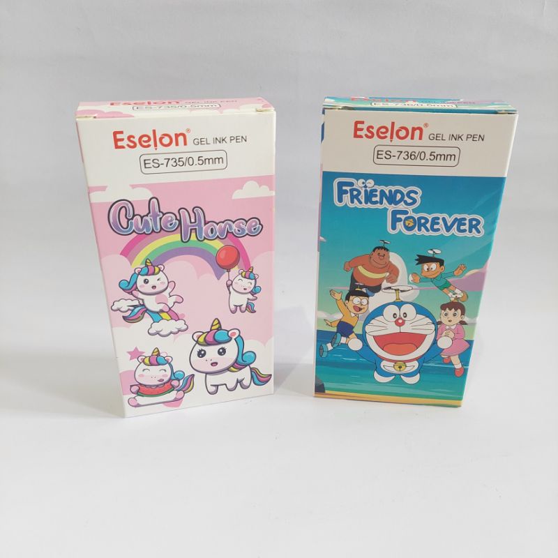 

Adawaat SELUSIN ( 12 PCS ) Pulpen Gel Ink Pen Bulat Eselon Karakter Lucu Fancy 0.5mm Gel Pen BT21 Unicorn Hijab Muslim