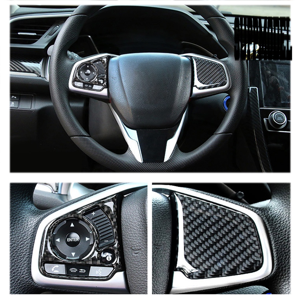2pcs Stiker Cover Stir Mobil Bahan Carbon Fiber Untuk Honda Civic 2016-2019