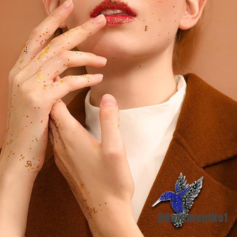 (Adornmentno1) 1pc Bros Pin Desain Burung Kolibri Hias Kristal Berlian Imitasi Untuk Wanita