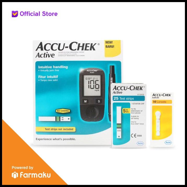 Jual Accu Chek Active Paket Alat Cek Tes Gula Darah Alat Strip