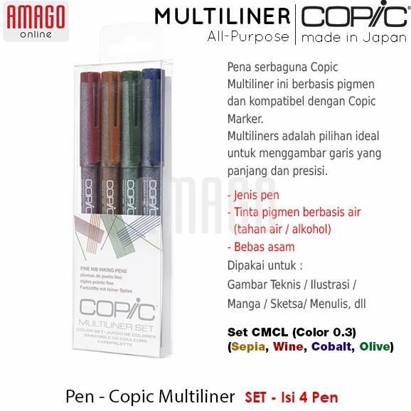 

COPIC MULTILINER - SEPIA/WINE/COBALT/OLIVE - (4 COLORS/SET) - CMCL/SET