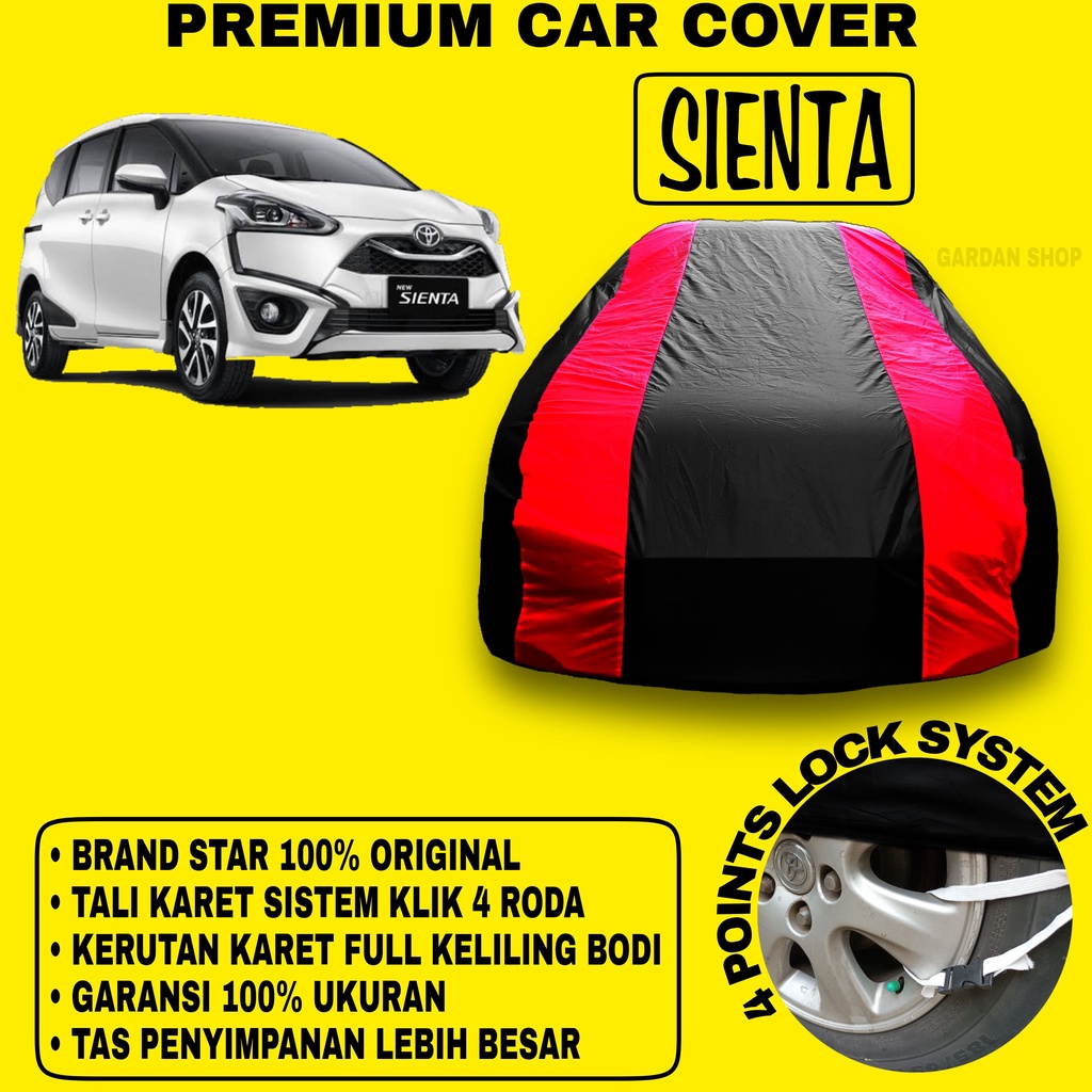 Body Cover SIENTA Sarung Strip MERAH Penutup Pelindung Bodi Mobil Toyota Sienta Waterproof PREMIUM