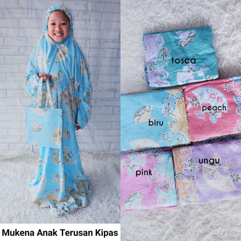 Mukena Anak Terusan Motif kipas / grosir mukena anak