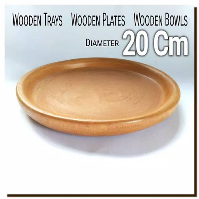 Wooden plate 20 Cm Piring kayu Wooden tray / bowl nampan mangkok saji