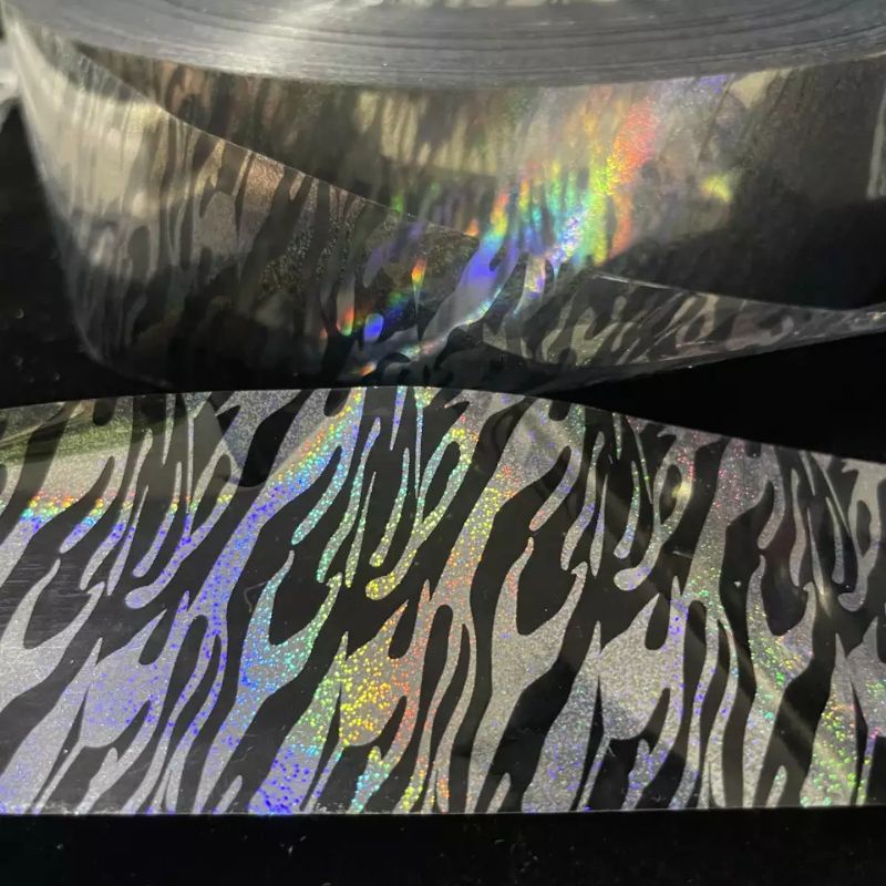 HOT STAMPING FOIL / HOLOGRAPHIC FOIL / HOLOGRAM FOIL MOTIF ZEBRA TRANSPARAN 4 Cm x 5 Meter (GROSIR)