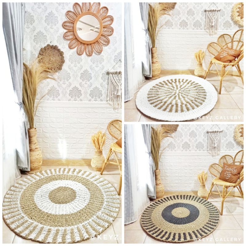 Karpet Anyaman Seagrass Diameter 120 cm/rug seagrass/ karpet anyaman /karpet mendong bulat