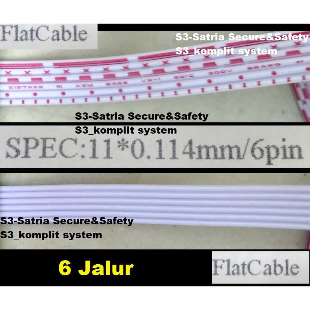 AWG26 Kabel 6 jalur Pipih Cable flat 6P 26AWG Pita pelangi rainbow
