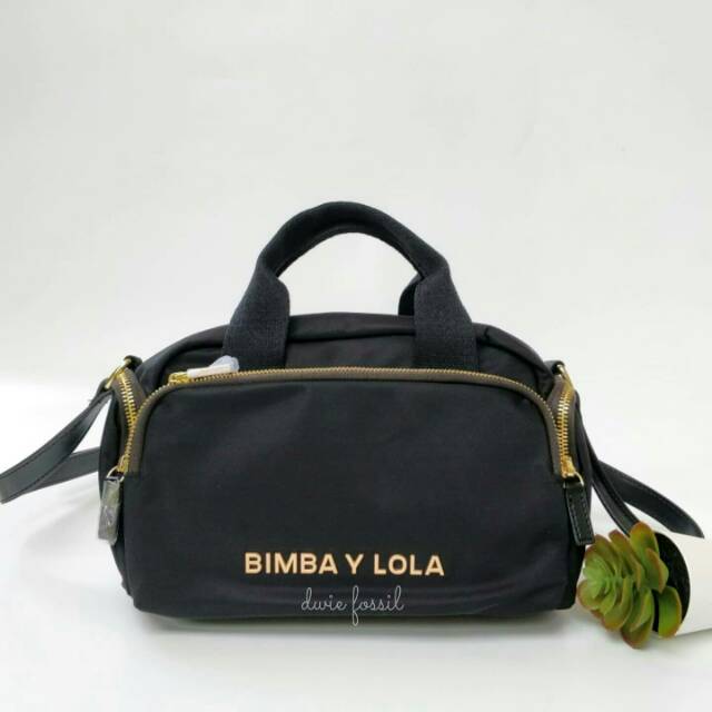 Tas Bimba Y Lola Top Handle Crossbody Black Strap Leather Original