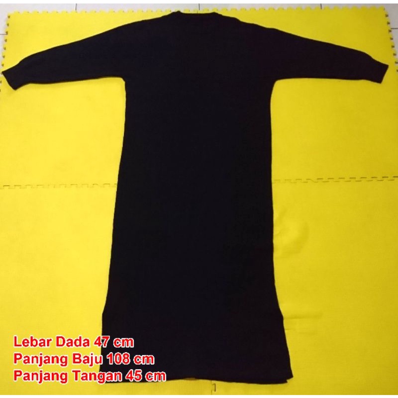 Baju Dress Panjang Wanita Hitam Rajut Sweater Musim Dingin