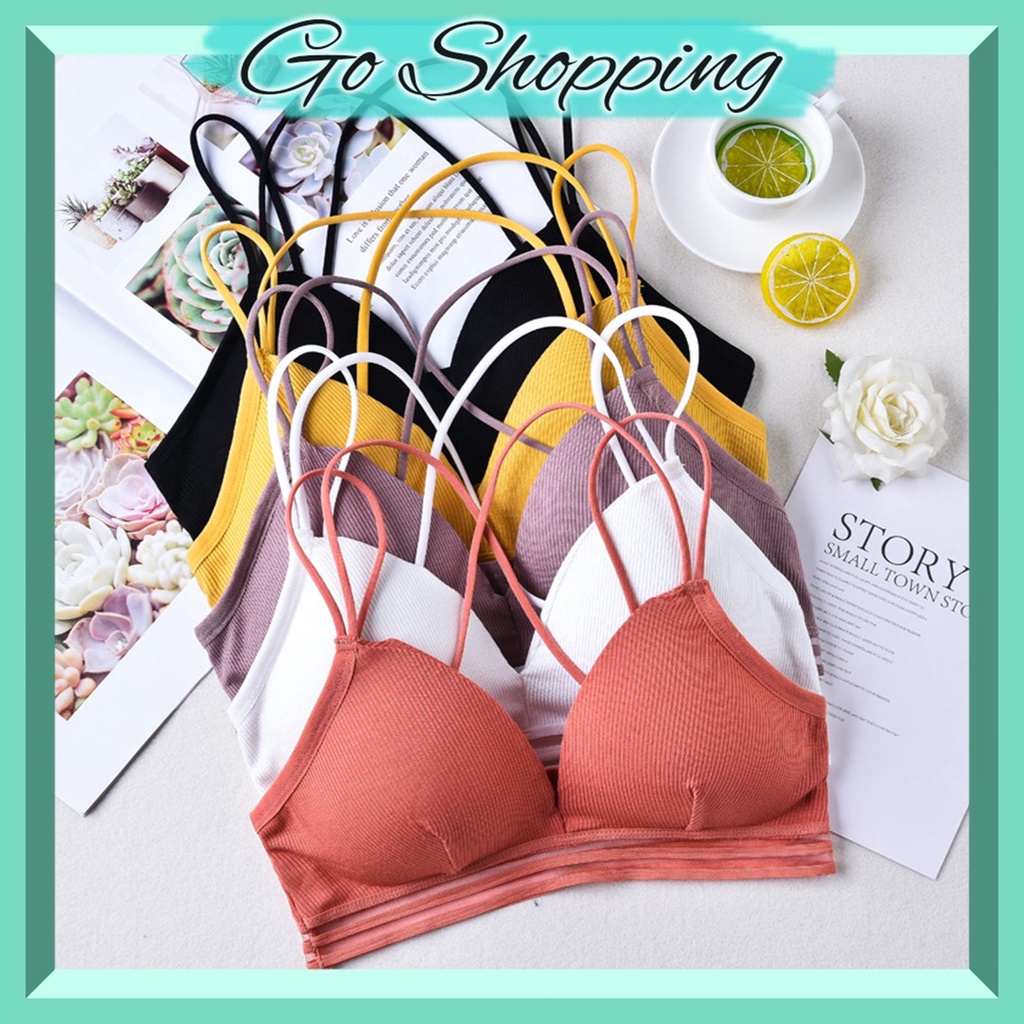 GO! BR692 BHBRA GYM OLAHRAGA PUSH UP WANITA TANPA KAWAT TALI SILANG ELASTIS SEXY IMPORT