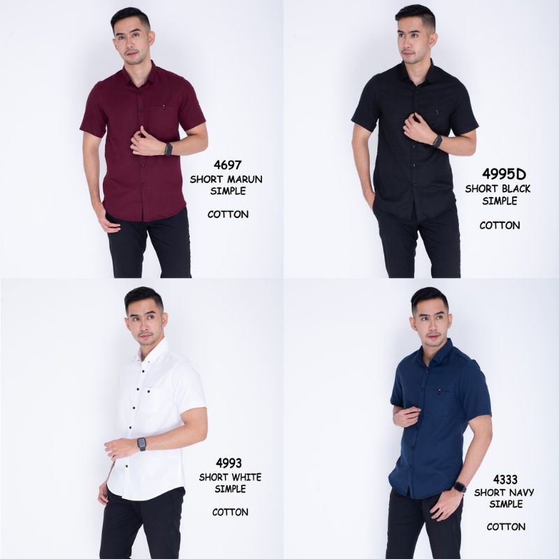 Kemeja Pria Lengan Pendek Warna Polos Slimfit