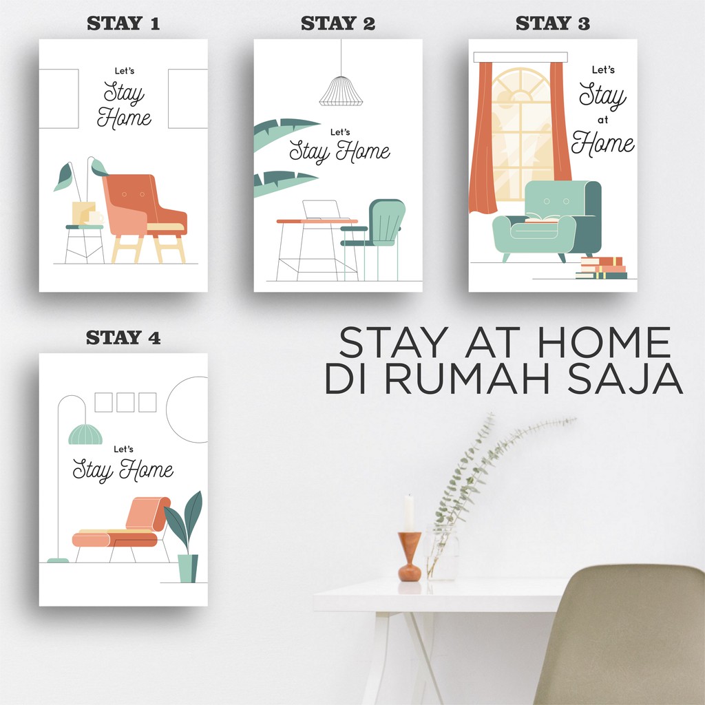 Stay at Home Poster Hisasan Dinding Walldecor Di  Rumah  Aja  