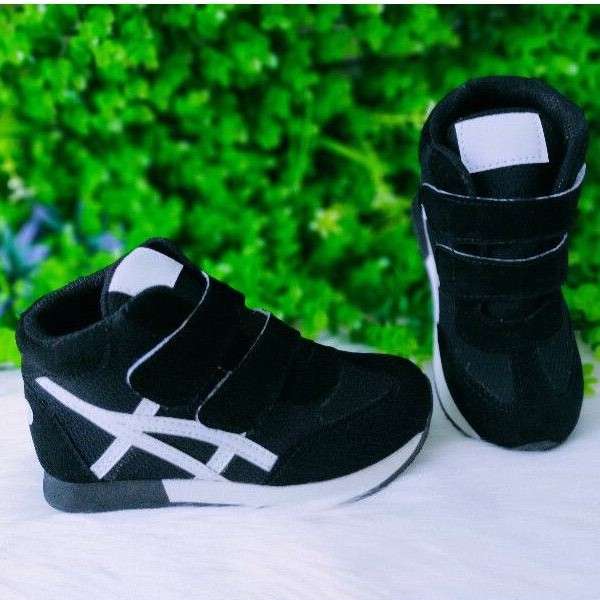 Sepatu imitasi sneakers anak laki laki dan perempuan sepatu sport anak boot As HITAM GARIS PUTIH MURAH