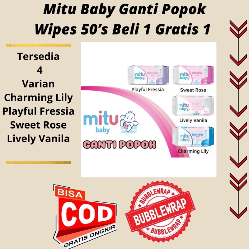 Mitu Baby Ganti Popok wipes 50’s Beli 1 Gratis 1