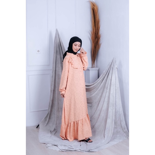 Dress Crinkle Airflow Kancing Motif | Gamis Crinkle Premium